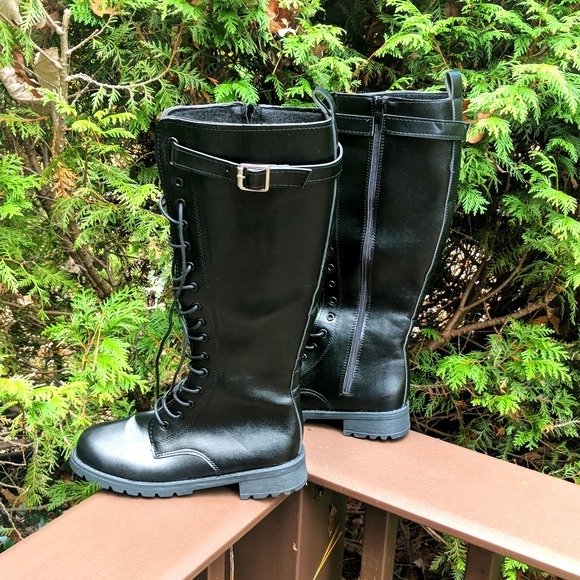 NWOB Lace-up Tall Combat Boots - Picture 1 of 8